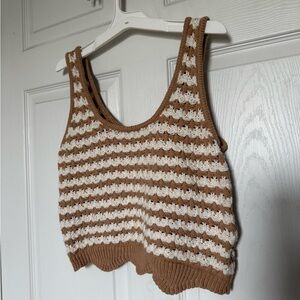 Blu Pepper Brown and White Striped Crop Top